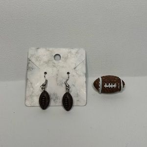 Hand-crafted Football Pin and Football Earrings
